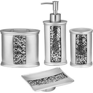 Zahari Home 4pc Sinatra Stylish Bathroom Accessories Set Liquid Soap Dispenser,
